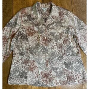 Vintage Austin-Reed 100% Silk Paisley Blouse Sz 14 Brown & Cream London NY